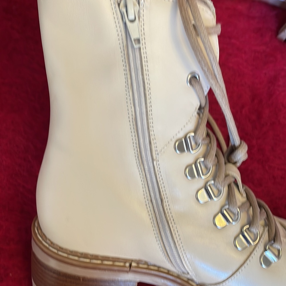 Bertuchi Almond/Cream Leather Lug Sole Lace-up Combat Boots made in Ital… - Picture 8 of 11